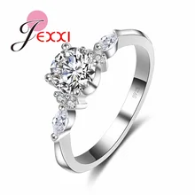 JEXXI Luxury White Cubic Zirconia Crystal Women Girl Ring 925 Sterling Silver Finger Rings Fashion Jewelry Wholesale