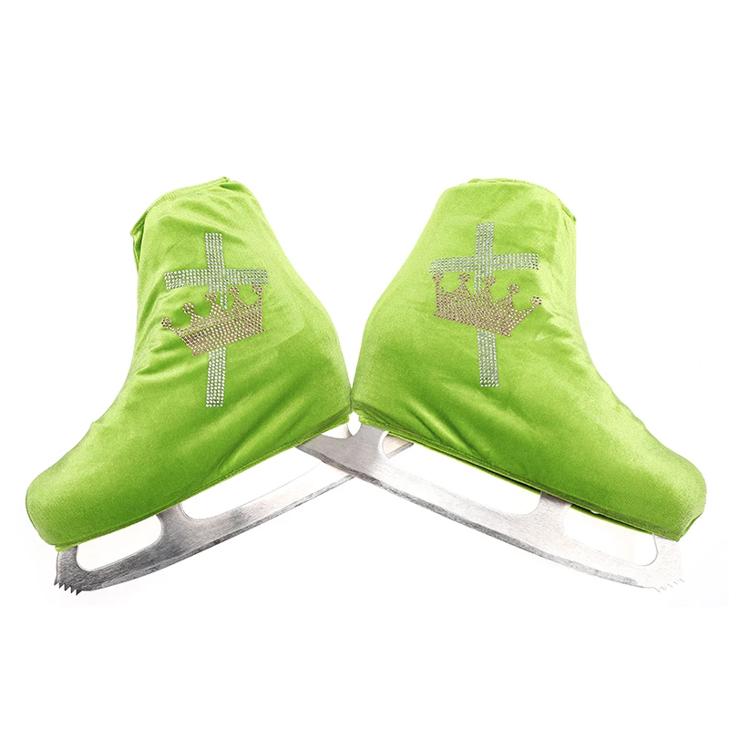Nasinaya обувь для фигурного катания бархатная Крышка для детей взрослых защитные роликовые коньки аксессуары для катания на коньках блестящие стразы 7 - Цвет: green