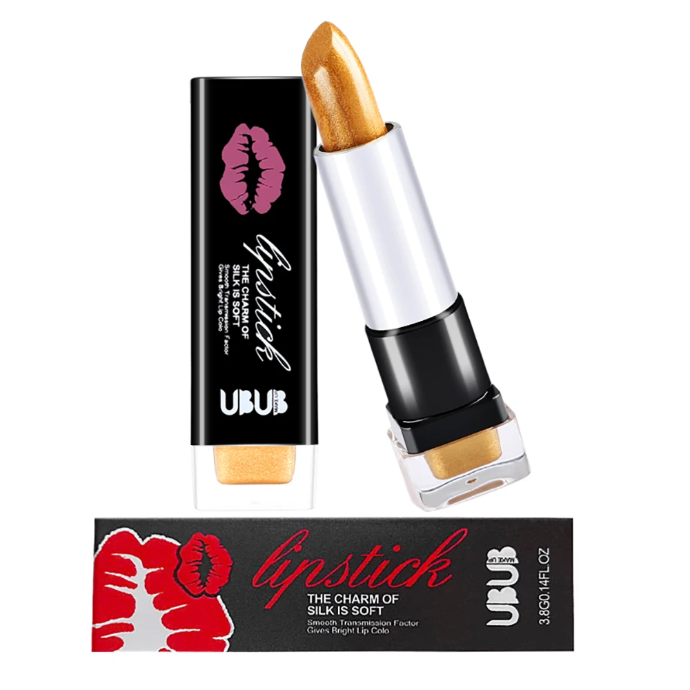 Maquiagem Cosmetics Golden Lipstick Tube Color Lipstick Soft