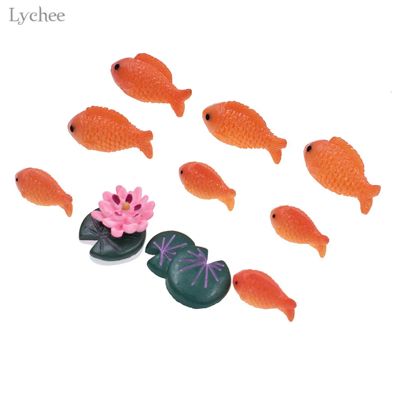 Lychee Life Decorative Red Fish Miniature Mini Micro Landscape Ornaments Resin Figurines Home Decoration | Дом и сад