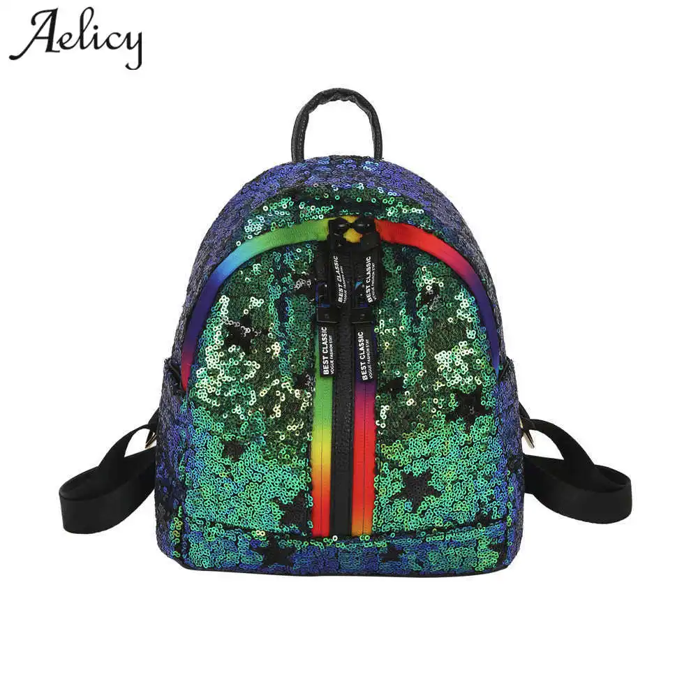 

Aelicy High Quality Fashion Women's Shinning Glitter Bling Backpack Sequins PU Leather Backpack Preppy Travel School Bag