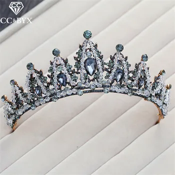 

CC Tiaras And Crwons Hairbands Baroque Vintage Engagement Wedding Hair Accessories For Bride Elegant Jewelry Cubic Zircon XY098