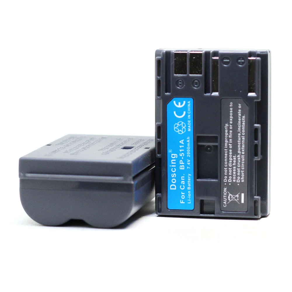 Doscing 2 шт. 7 4 В 2000 мАч аккумулятор для фотоаппарата фонарь 511 батареи Canon BP511 BP511A 50D 40D