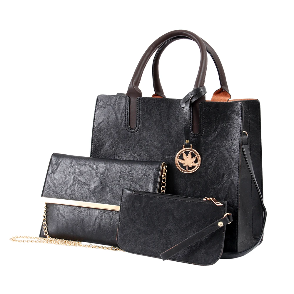 

2018 New Women Bags Set 3 Pcs Leather Handbag Women Large Tote Bags Ladies Shoulder Bag Handbag+Messenger Bag+Purse Sac a Main