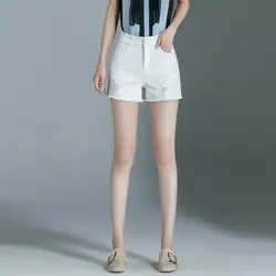 2019 Летние красивые и дышащие универсальные Стрейчевые белые окантовки больших размеров джинсовые шорты женские модные короткие джинсы 7166-3