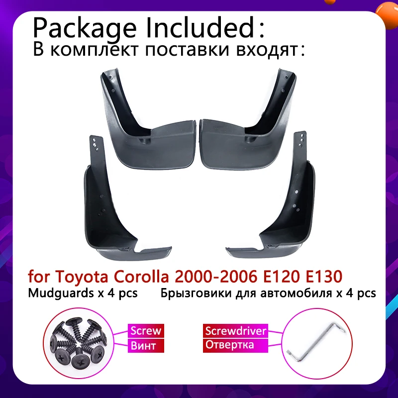 4Pcs for Toyota Corolla E120 E130 2000~2006 Mudguard Car Fender Splash Flap Mud Guard Mudflap Accessories 2001 2002 2004 2005