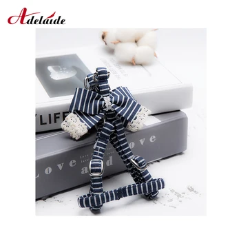 

Cute Striped Pet Dog Harness Leash Set Dog Vest for Small Dogs Bow Tie Puppy Harness Princess Chest Strap 100%Cotton Handwork