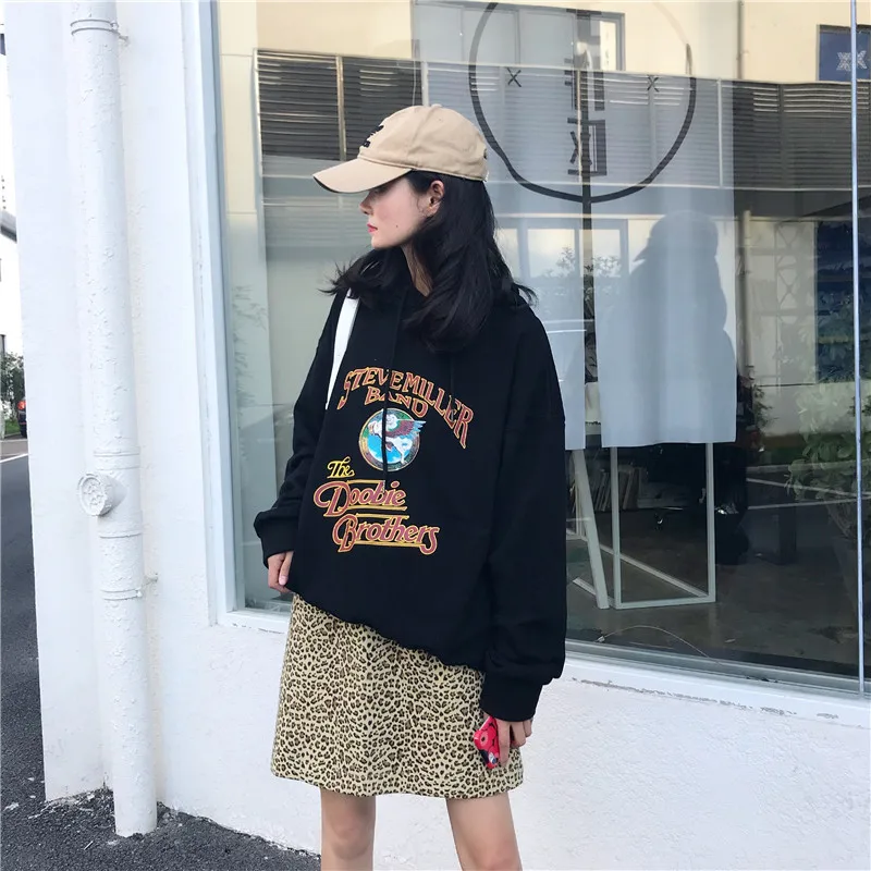 

Lychee Girls Letter Print Women Hooded Sweatshirts Long Sleeve Female Hoodies Spring Autumn Casual Loose Pullovers