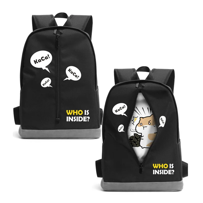 Anime Cartoon Hamster Hide Zipper Cloth Shoulder Bag Backpack Bags For