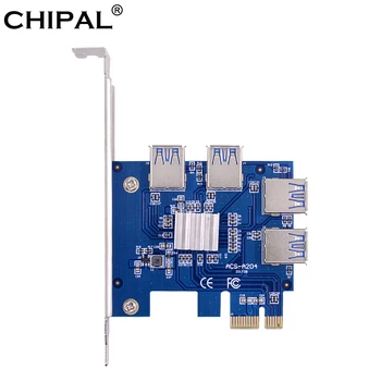 

CHIPAL 10PCS PCI-E 1X to 4 USB 3.0 Riser Card PCIE 1X to 16X Adapter PCI Express Port Multiplier Hub For Litecoin Bitcoin Miner