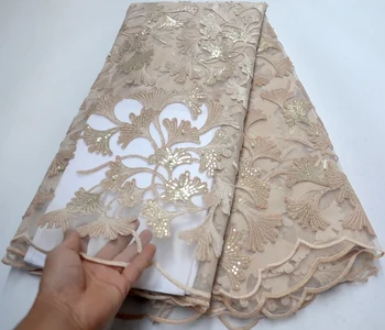 

Nigerian Lace Fabric 2019 High Quality Lace Sequins Embroidery 3d Lace Fabric 5yards French African Bridal Lace Fabric
