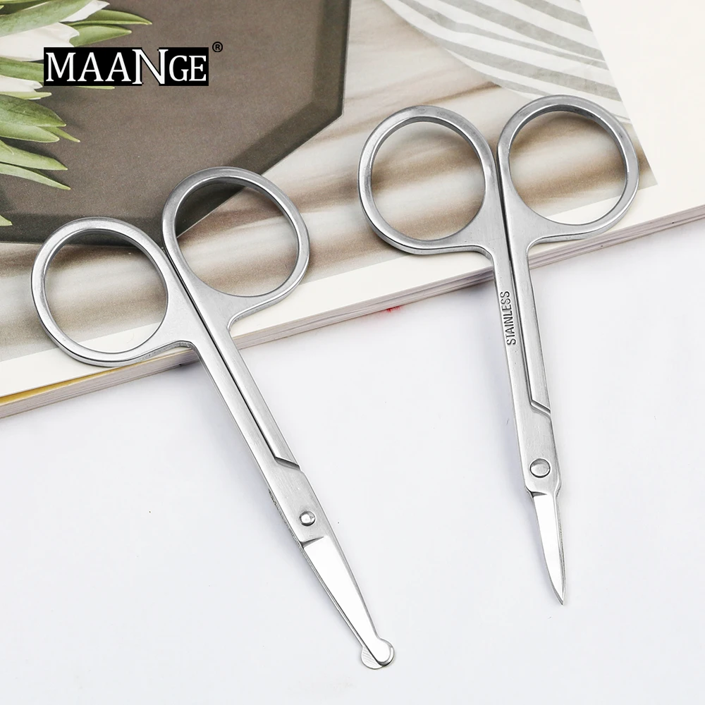 MAANGE 2pcs Small Makeup Scissors Eyebrow Eyelashes Nose Hair Scissor