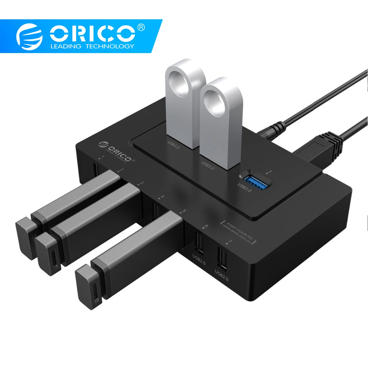 ORICO USB 2 0/3 0 концентратор 10 портов usb-хаб 5 Гбит/с адаптер питания высокоскоростной