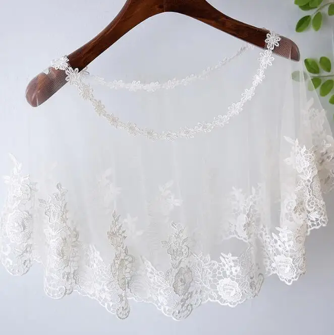 

Women's Spring Summer Flower Lace embroidery White Pashmina Female Summer Sunscreen Mesh Lace Shawl R815