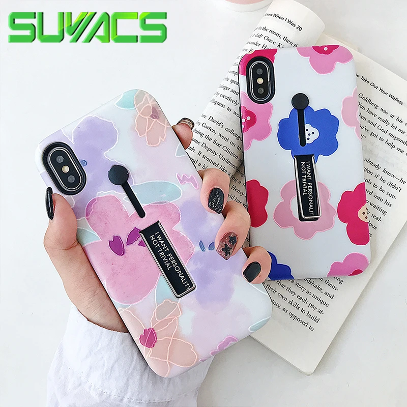 

SUYACS Emboss Watercolor Flower Phone Case For iPhone XS Max XR 6 6S 7 8 Plus X Soft TPU+PC Hard Phone Back Cover Shell Gifts