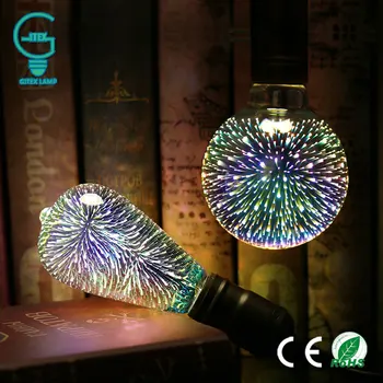 

LED Light Bulb E27 3D Fireworks Decorative Edison Bulb 220V Party Lamp A60 ST64 G80 G95 G125 Holiday Christmas Decoration Light