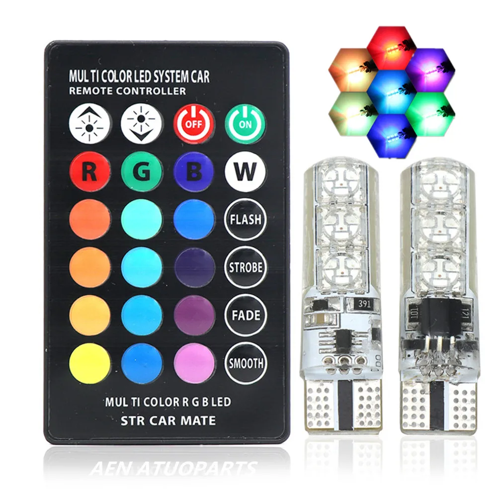 Car RGB LED 12V T10 LED RGB 5050 SMD Signal Lamp Reading Wedge Light