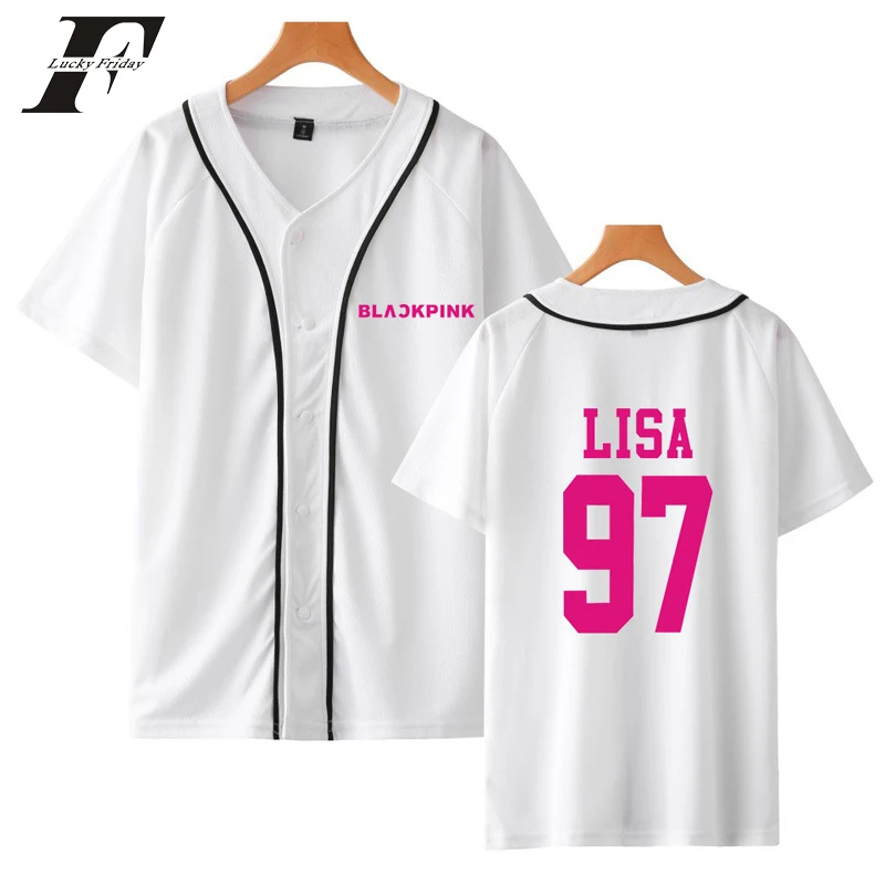 

2018 harajuku Kpop BLACKPINK Baseball t Shirt women men hit Hop Clothes Black Pink Short Sleeve Tshirt Oversize Tops Couple