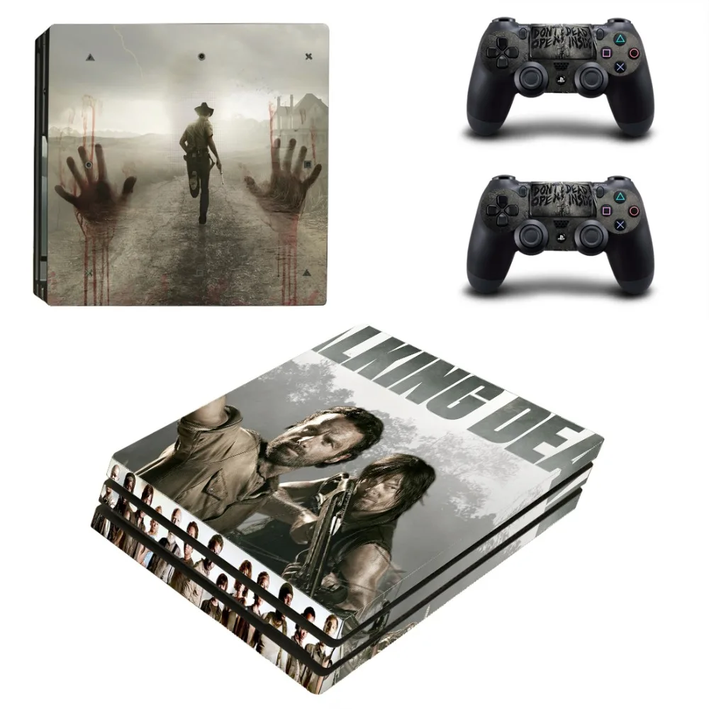 Виниловая наклейка Walking Dead PS4 Pro для консоли Sony Playstation 4 и 2 контроллера Skin