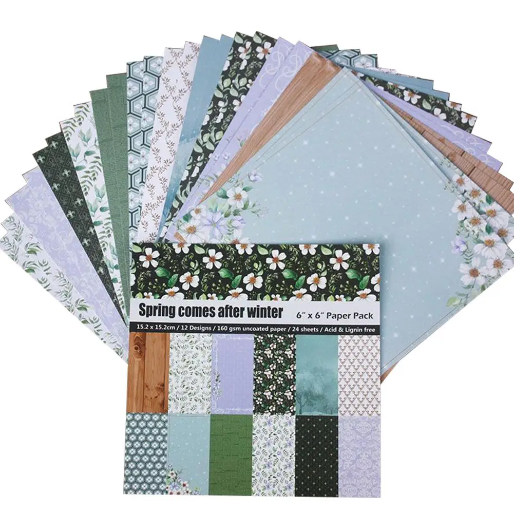 

24PCS DIY Album Scrapbooking Planner Card Making Background Paper 6 Inch Single-Sided Printing Pattern Paper
