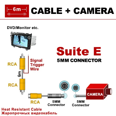 Sinosmart Hd универсальный монитор для камеры. Используется для автомобиля / SUV / грузовик / автобус джип, ночного видения, водонепроницаемый, регулируемый кронштейн - Название цвета: Heat Resistant Cable