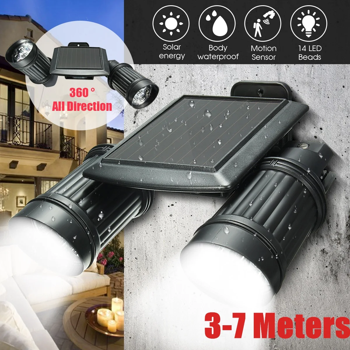 

Waterproof 14 LED Solar Light Power PIR Motion Sensor Wall Lamp Light Garden Outdoor Security Spotlight