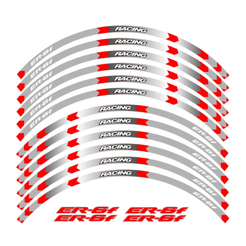 Мотоцикл обода stripes знаки 17 дюймов колеса Стикеры светоотражающие ленты для KAWASAKI ER-6F Светоотражающие Стикеры - Цвет: B Red