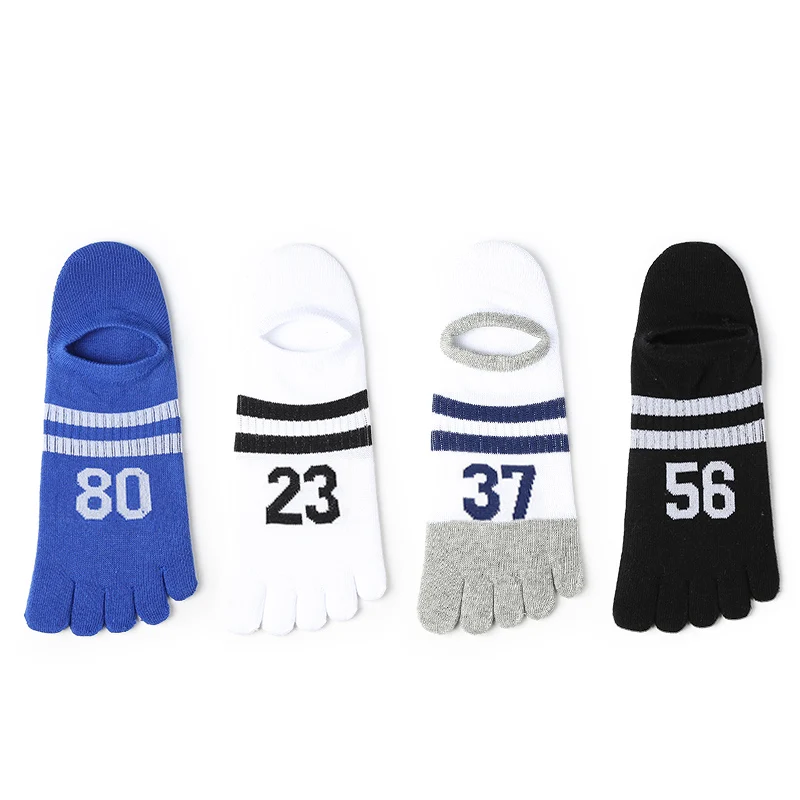 men toe socks cotton compression 4 pairs white toe socks striped summer