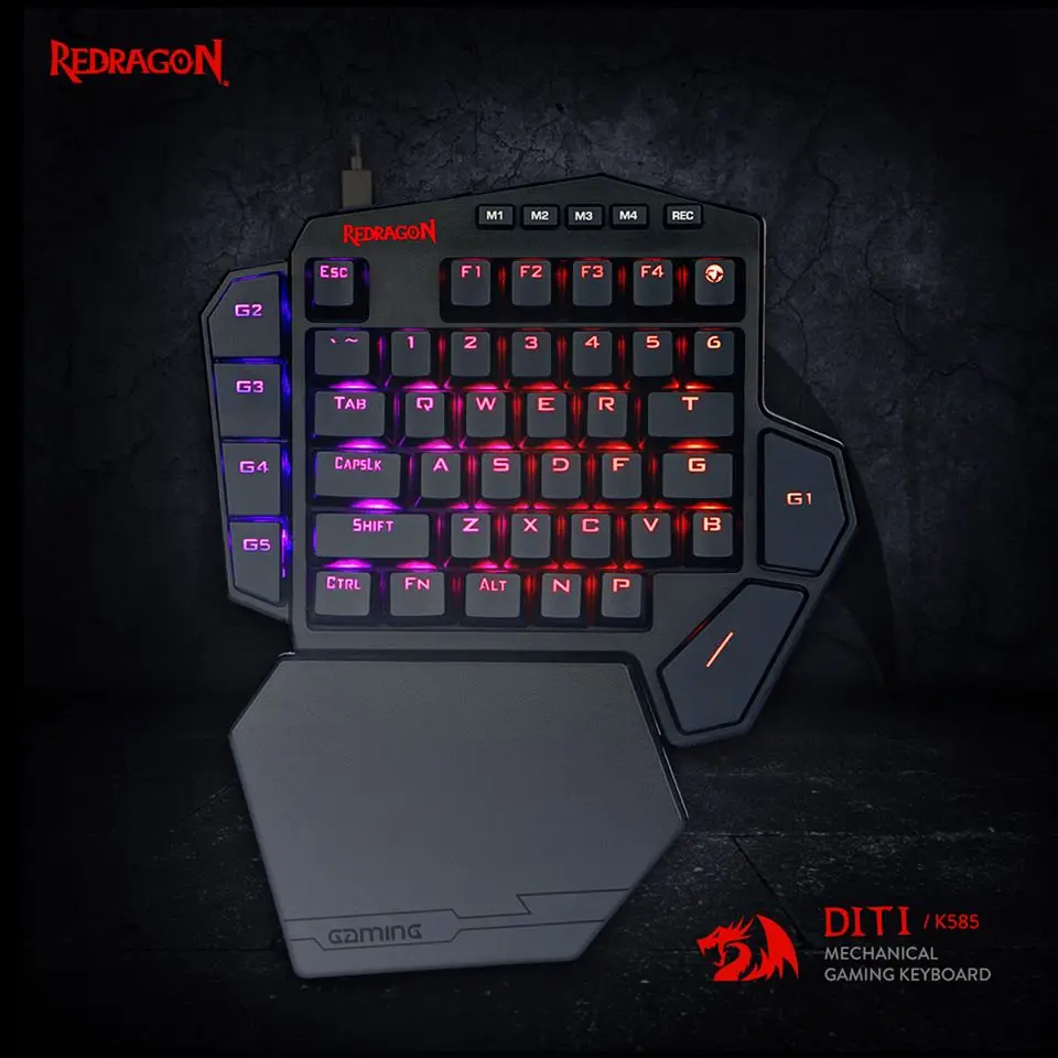 Redragon K585 DITI с одной рукой RGB Механическая игровая клавиатура 42 клавиши синий переключатель LED левая рука мини клавиатура для мобильных игр