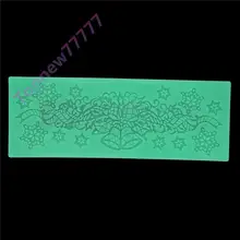 DIY Christmas Bells And Snowflake Ribbon cake Decorating tools Lace Silicone Cake Mould Fondant Cake Tools