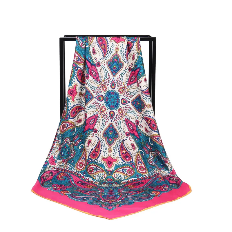 

New Arrival Fashion Women soft satin brand scarf / Paisley Printing quare Twill silk scarves 100cm / Gifts Wholesale