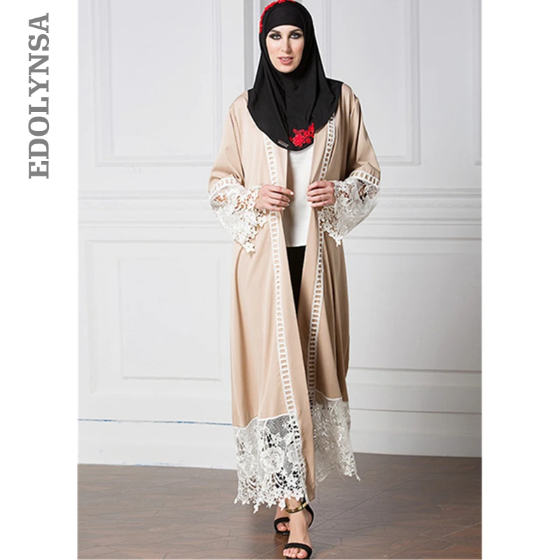 Abaya Cardigan Berongga Renda Patchwork Baju Muslim Plus Ukuran Kimono Abaya Vintage Kaftan Maxi Dress Lembut Kasual Gaun Panjang D332 Pakaian Islamic Aliexpress