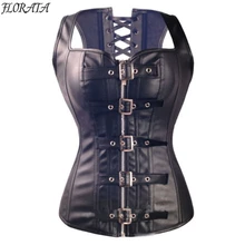 Стимпанк на шнуровке сзади Талии Тренер Тело Формирователь ПВХ Бюстье корсет с чашками парча Искусственная Кожа Корсеты Платье