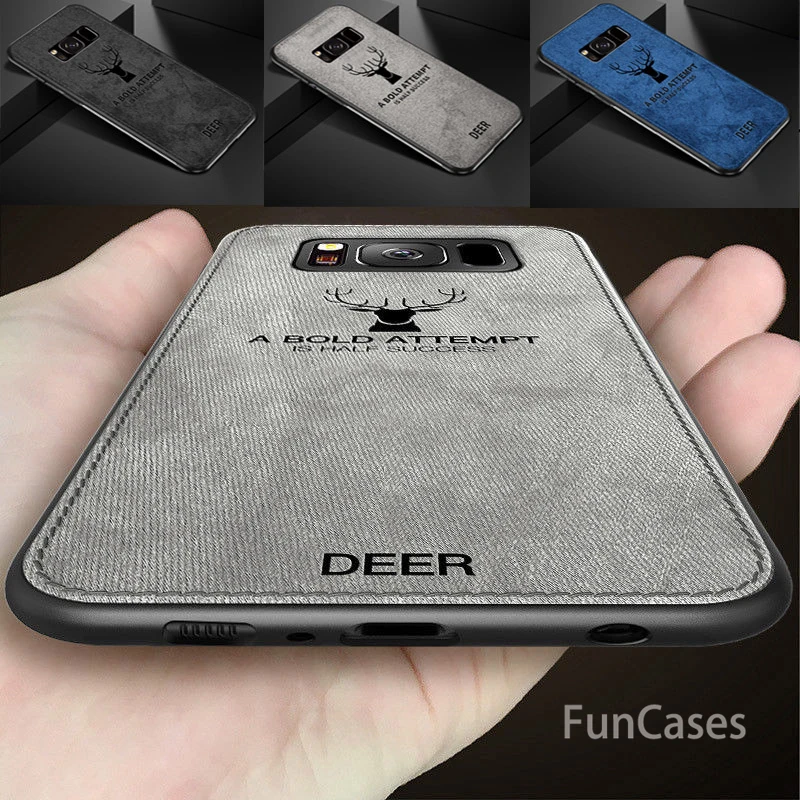 

For Samsung Galaxy Note 8 Note 9 S8 S9 Plus S7 Edge Soft TPU edge Canvas Embossed Deer Phone Case For Samsung S9 S8 Case Shell