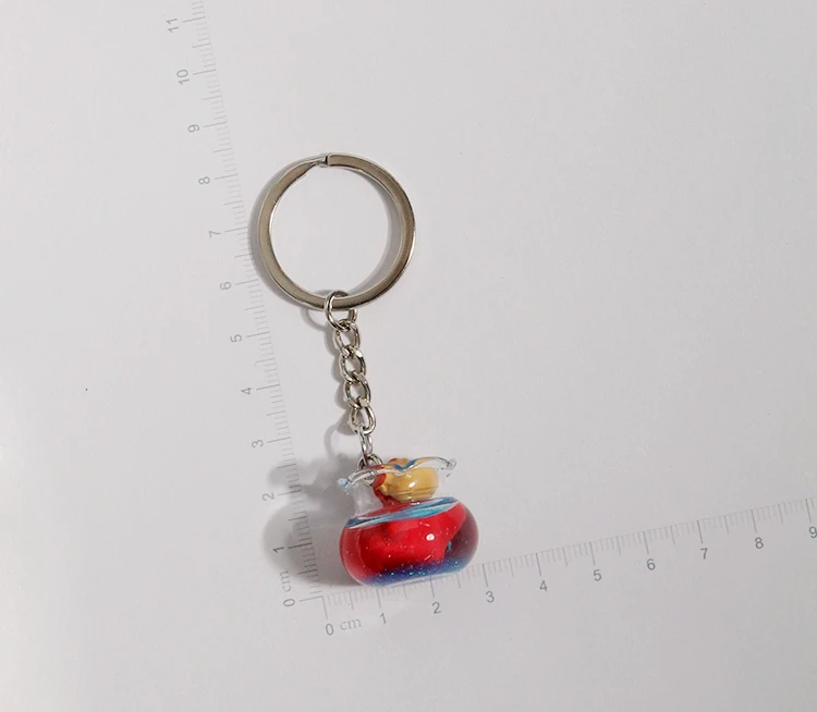 Ponyo on a Cliff Anime Cartoon Fish Tank Keychain For Women Trinket Metal Key Chains Ring Car Bag Pendent Charm D333