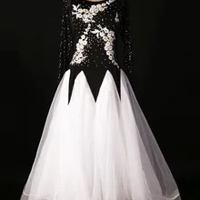 Платье для бальных танцев на заказ, черно-белые платья для вальса, бальные платья для девочек, платья для соревнований