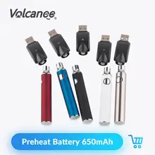 Volcanee 5 шт. Подогрев 650 мАч, набор батареек Vape ручка Регулируемое напряжение с USB зарядкой для CBD электронных сигарет картриджи испаритель