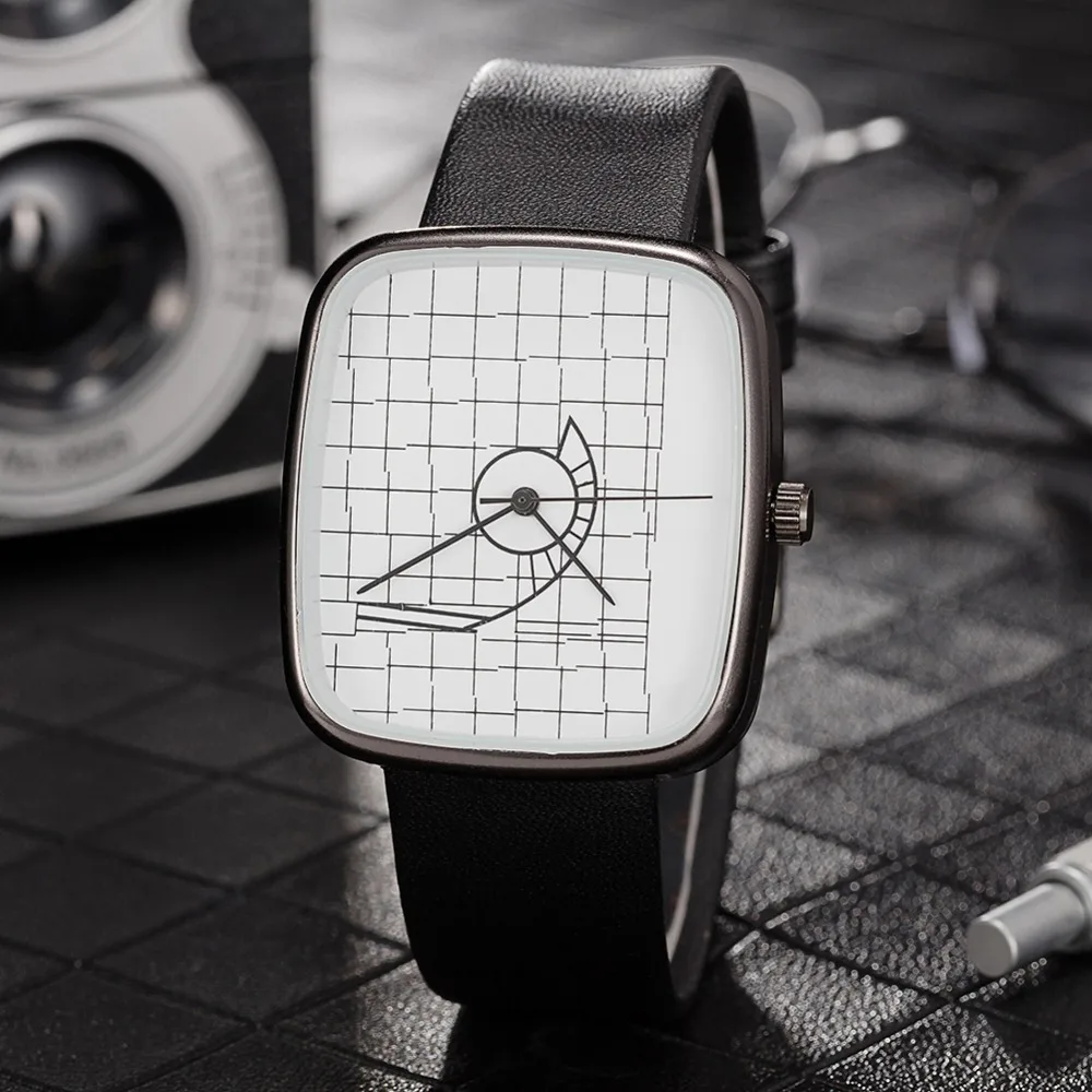 

ZONMFEI Fashion Casual Students Wristwatches Women's Special Watch Dial Watches Men's Leather Strap Square Dial Clock