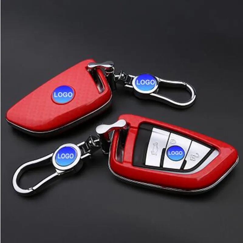 Черный красный синий 3 цвета карбоновый дизайн чехол для автомобильного ключа BMW