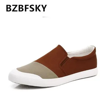 

2018 Summer Men's Breathable Canvas Shoes High Quality Casual Vulcanized Shoes Slip On Outdoor Sneakers Classic Flats Loafers