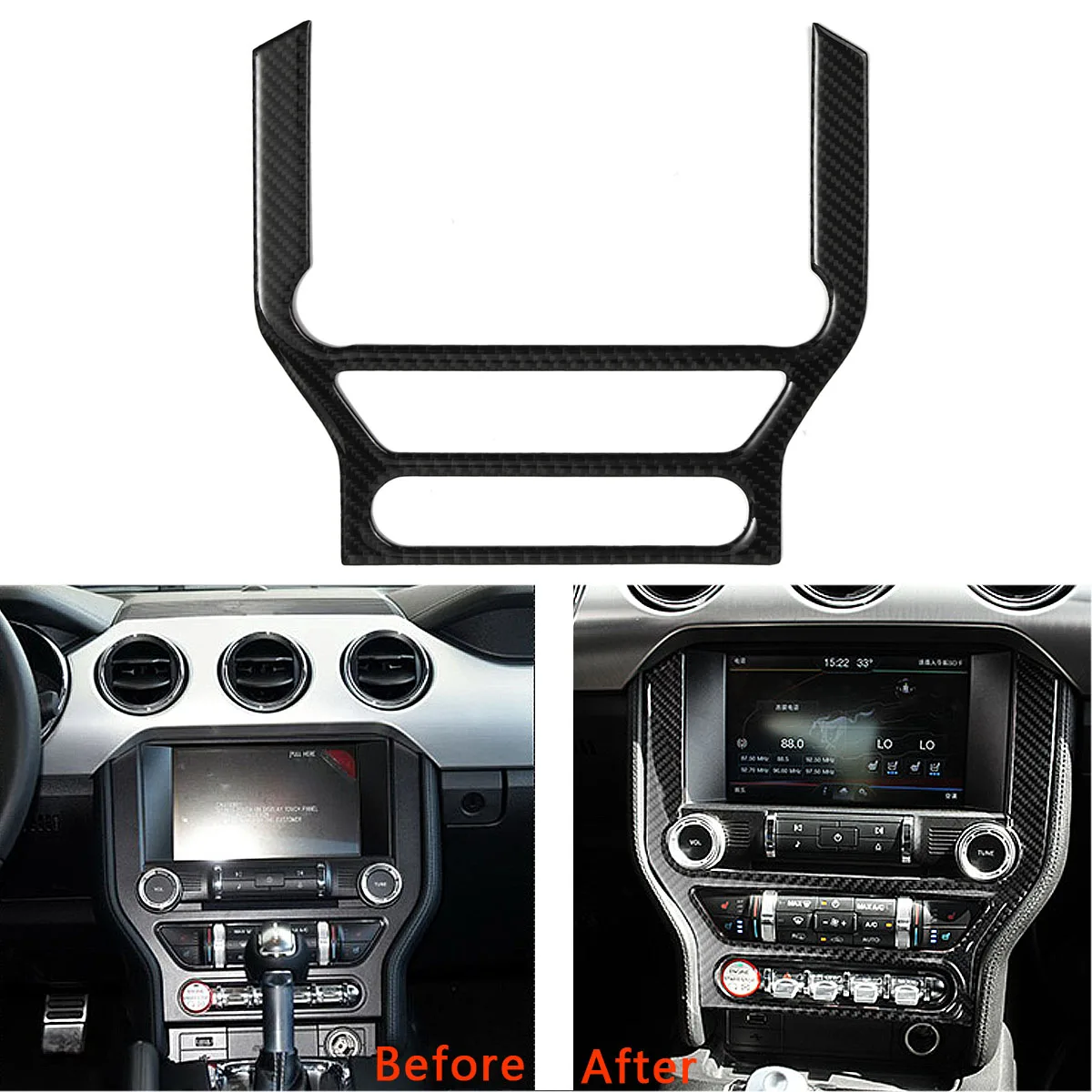 

Audew Car Front GPS Dashboard Console Frame Decor For Ford For Mustang 2015 2016 2017 Carbon Fiber