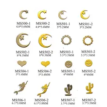 100 шт./пакет, серебро/золото, луна-звезда, сердце, Русалка, не клейкая мягкая металлическая наклейка, украшение для ногтей m35