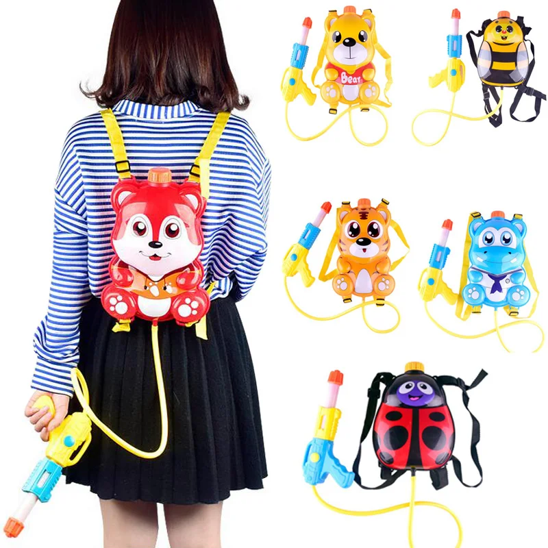 

New Cartoon Children's Toys Pull A Variety Of Air Pressure Backpack Water Gun Beach water Summer Toys