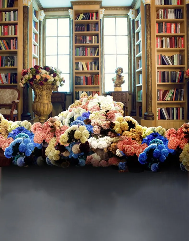 

5x7ft Libraey Books Flowers Photography Backdrops Photo Props Studio Background