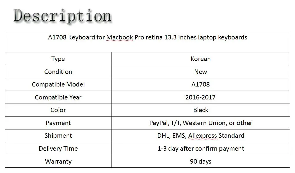 A1708 клавиатура для Macbook pro ноутбук RETINA клавиатуры 2016 2017 MLL42 MPXQ2