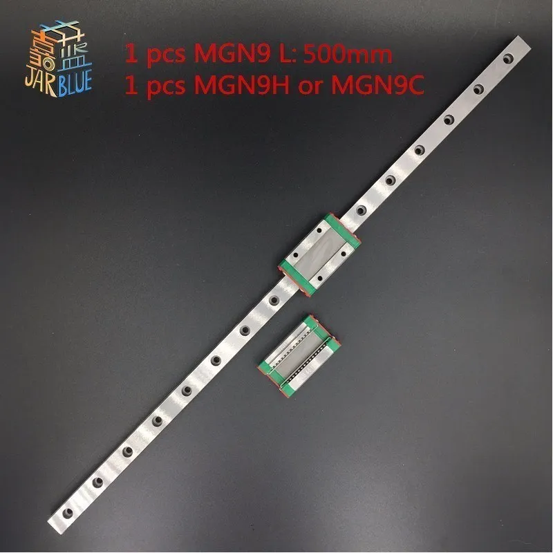 

Free shipping 9mm Linear Guide MGN9 L= 500mm linear rail way + MGN9C or MGN9H Long linear carriage for CNC X Y Z Axis