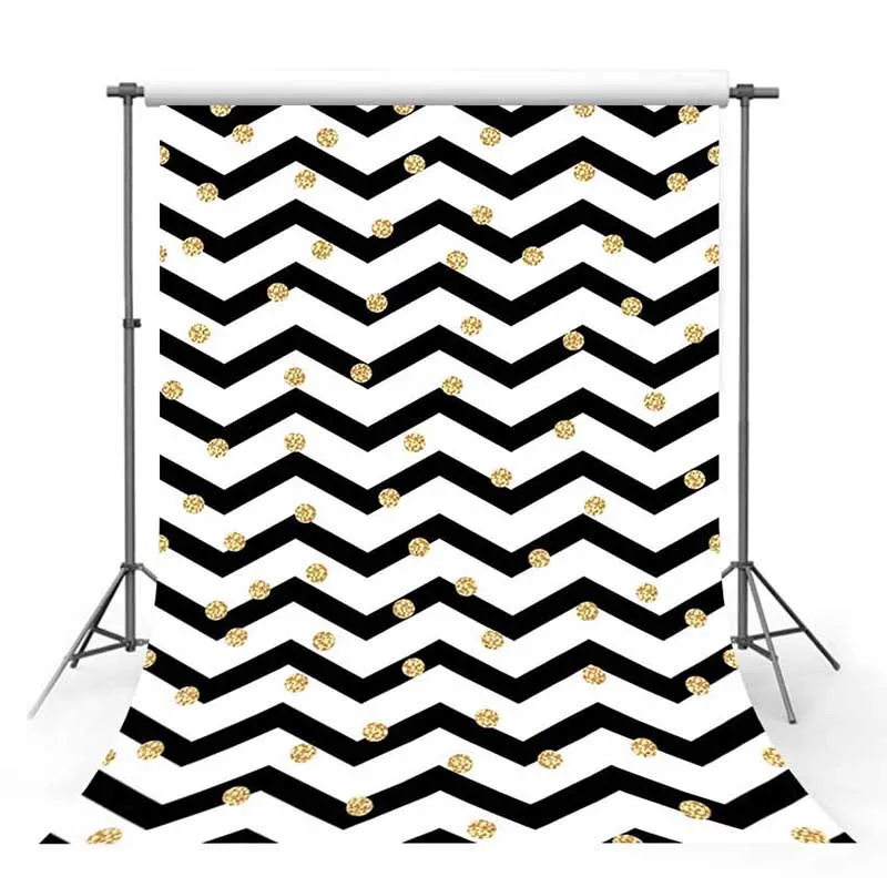 

Photographic Backgrounds Black Wavy Line Golden Point Frame Welcome Baby Elephant Boy Birthday Backdrops Photocall for The Photo