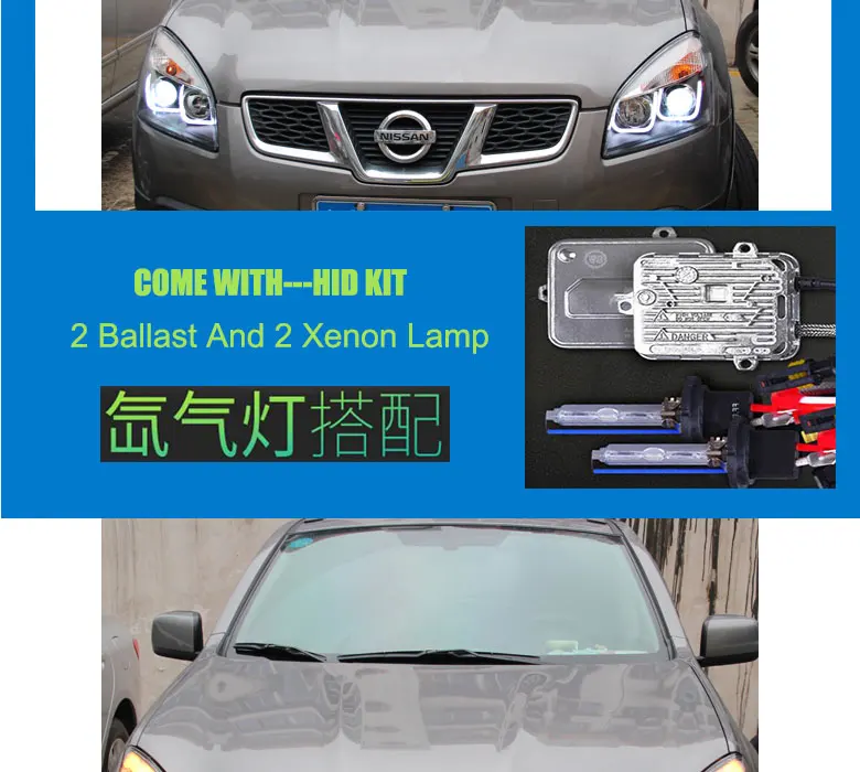 DY_L Автомобиль Стайлинг фара для Nissan Qashqai 2008-2013 светодиодный фары DRL H7/D2H HID Xenon Биксеноновые линзы