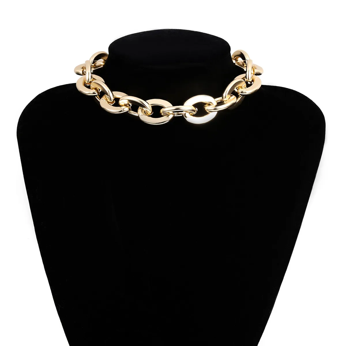 IngeSight. Z винтажное кубинское толстое ожерелье-чокер с воротником s, крупное Золотое массивное ожерелье, браслет для женщин, ювелирный набор - Окраска металла: Golden Necklace
