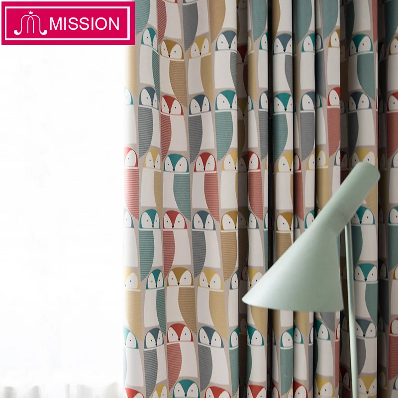

MISSION Eco-Friendly Cotton and Linen Fabric Owl Pattern Curtain Drapes for Baby Kids Children Princess Bedroom Living Room